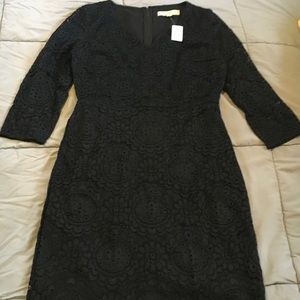 LOFT Black Lace 3/4 Sleeve Dress (Size 4)